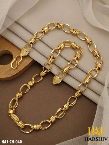 New Heavy Micro Gold Platted Joint Ring Into Pop Design Chain For Men.(CH-040)