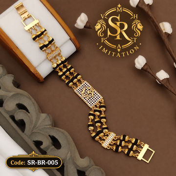 New Gold Plated OM Extra ordinary Design 3 Line Rudraksha Bracelet for Men.(RB-005)
