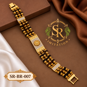 New Gold Plated SURYA Extra ordinary Design 3 Line Rudraksha Bracelet for Men.(RB-007)