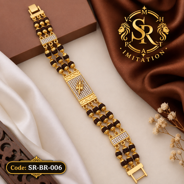 New Gold Plated Trishul Extra ordinary Design 3 Line Rudraksha Bracelet for Men.(RB-006)