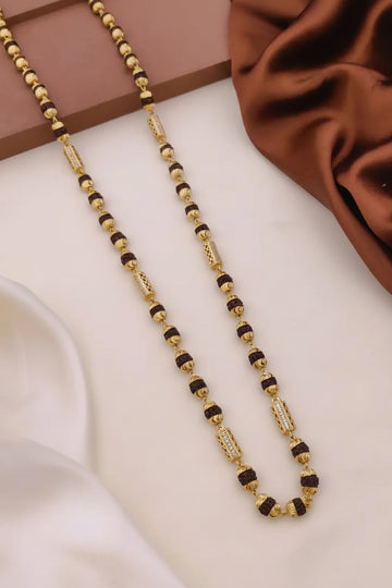 New 6 mm Gold Plated Rudraksha mala With Hexagon Shape bolt for Men.(ML-007)