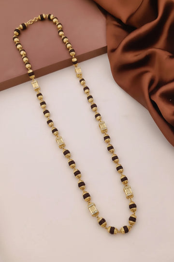 New 6 mm Gold Plated Rudraksha With Square balt mala for Men.(ML-006)