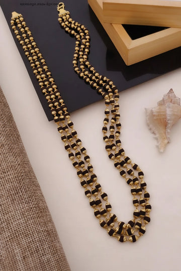 New Gold Plated 3 Line Rudraksh Mala for men.(ML-012)