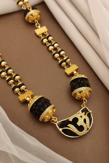 New Rudraksha Mala with Ek Mukhi Rudrakha OM Diamond Pendant for Men.(ML-001)
